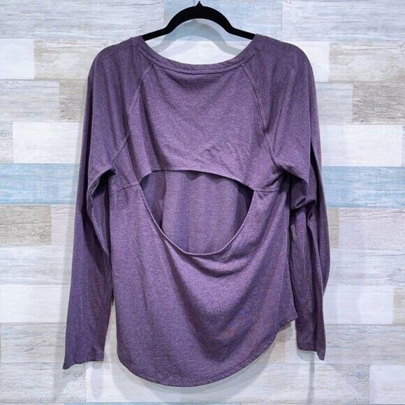 UNDER ARMOUR Whisperlight T-Shirt Purple Back Cut Out Relaxed Fit Womens Large - Picture 3 of 7